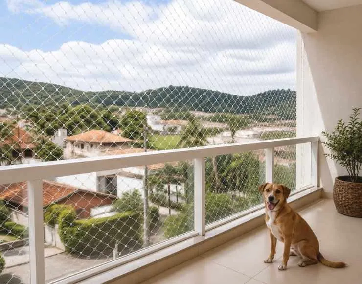 Rede de proteção para apartamento com crianças instalada em janela — RBP Redes de Proteção